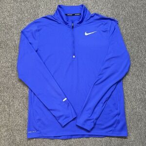 Men's Nike Dri Fit Running 1/4 Zip Pullover Blue Size Large Sweater Comfort (031